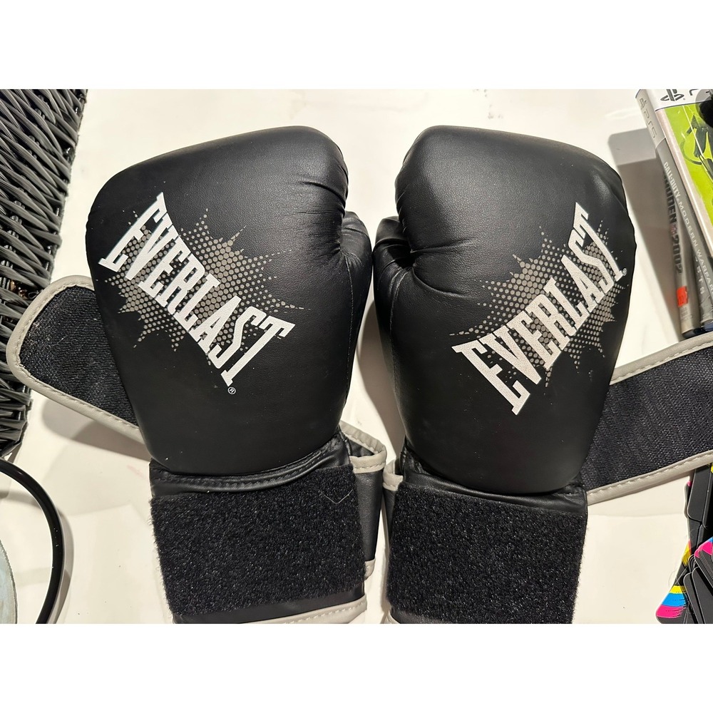 Everlast Pro Elite Boxing Gloves Black Grey Training Sparring Heavy Bag Hook Loo